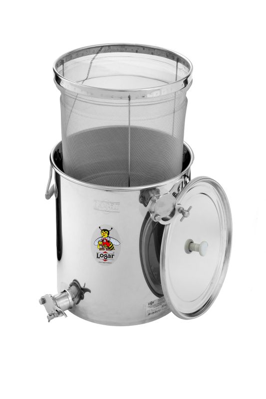 Logar Onderzet-zeefkan met fijnzeef, 30 kg, twee knijpkranen