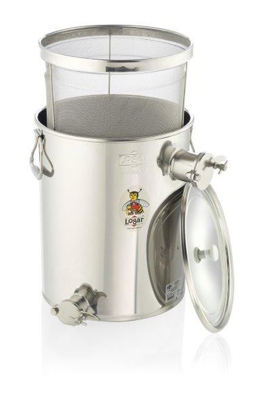 Logar onderzet-zeefemmer met fijnzeef, 35 kg, XL overloopkraan