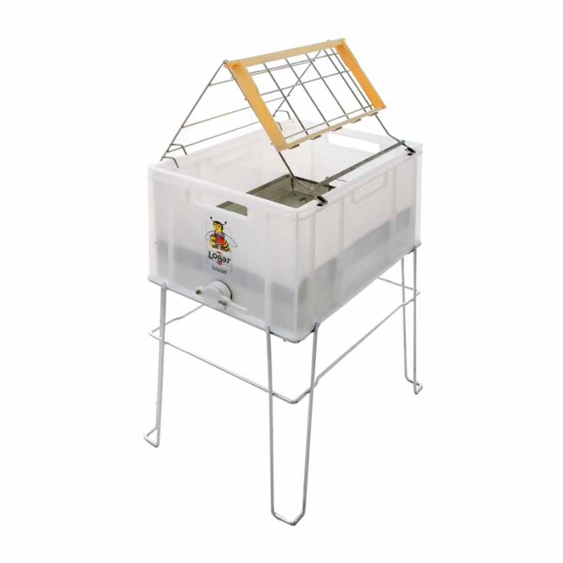 Ontzegelbak van PVC met standaard en zeefbodem (liggend)